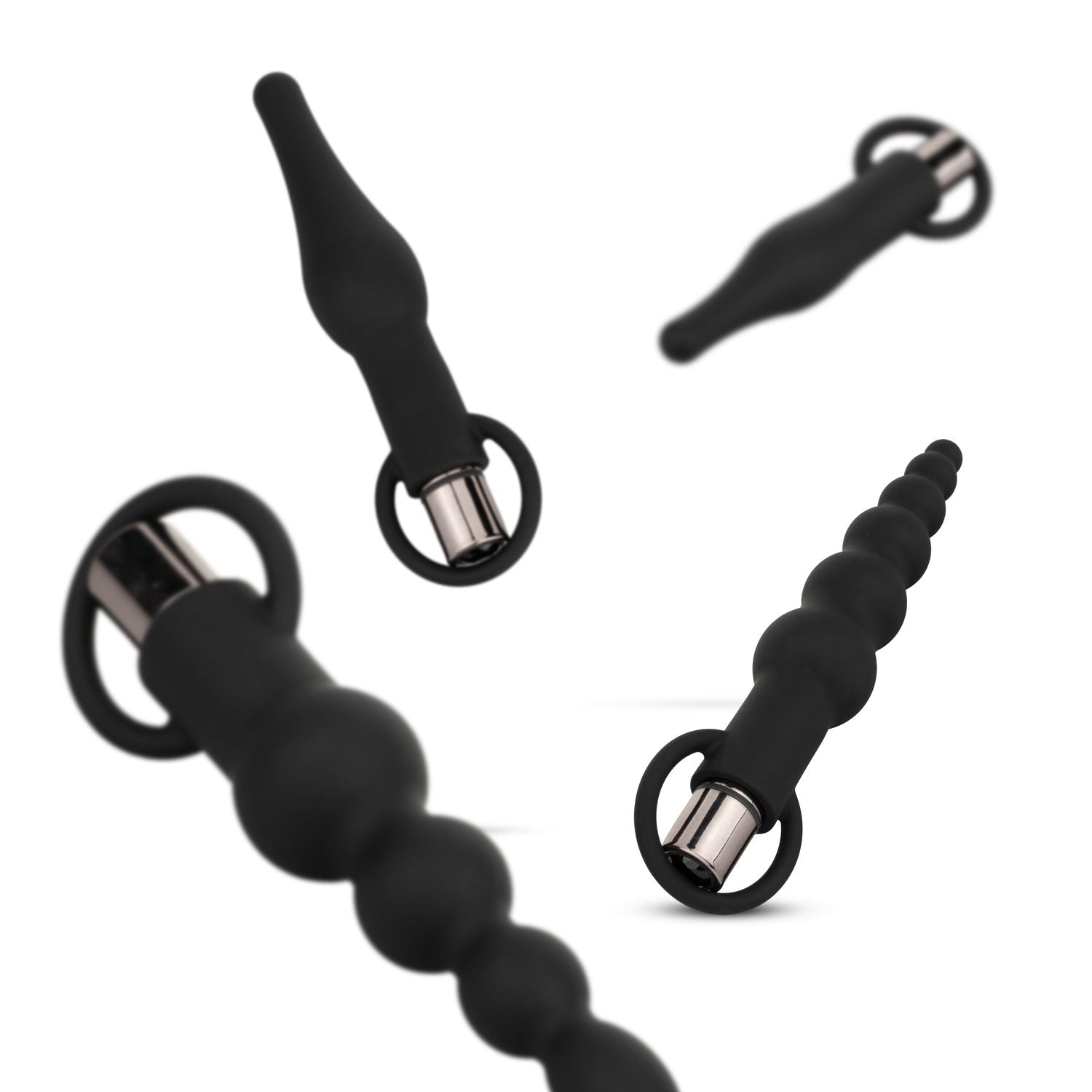Anale Plugs mit Bullet-Vibrator - Schwarz