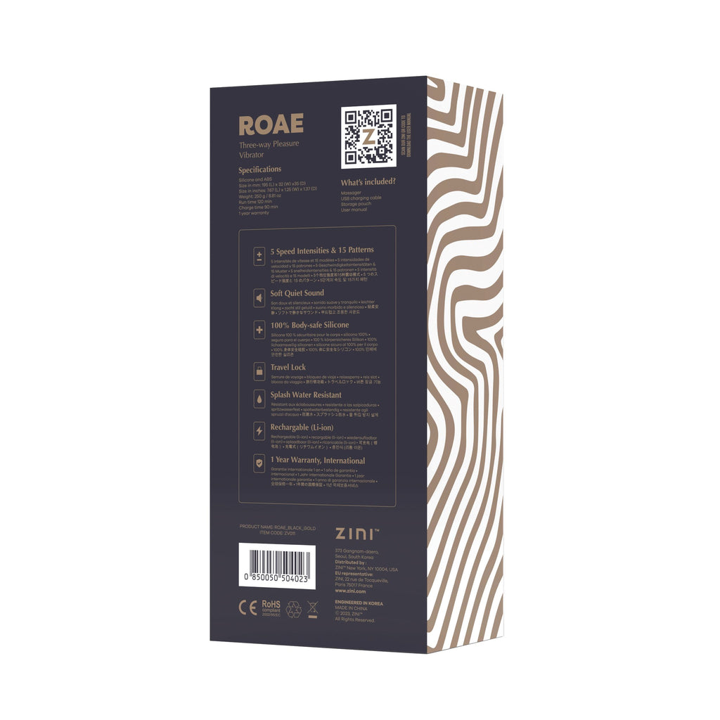 Zini - Roae SE Rabbit-Vibrator mit Dreifach-Stimulation - Schwarz/Gold
