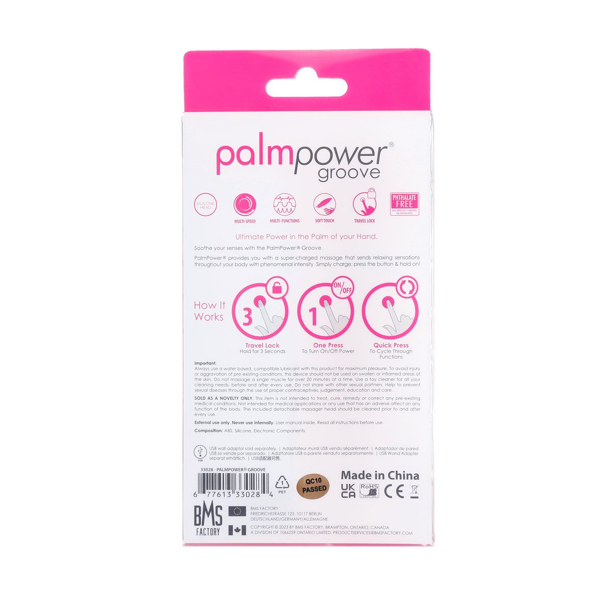 PalmPower - Groove Mini Wand Massager - Fuchsia