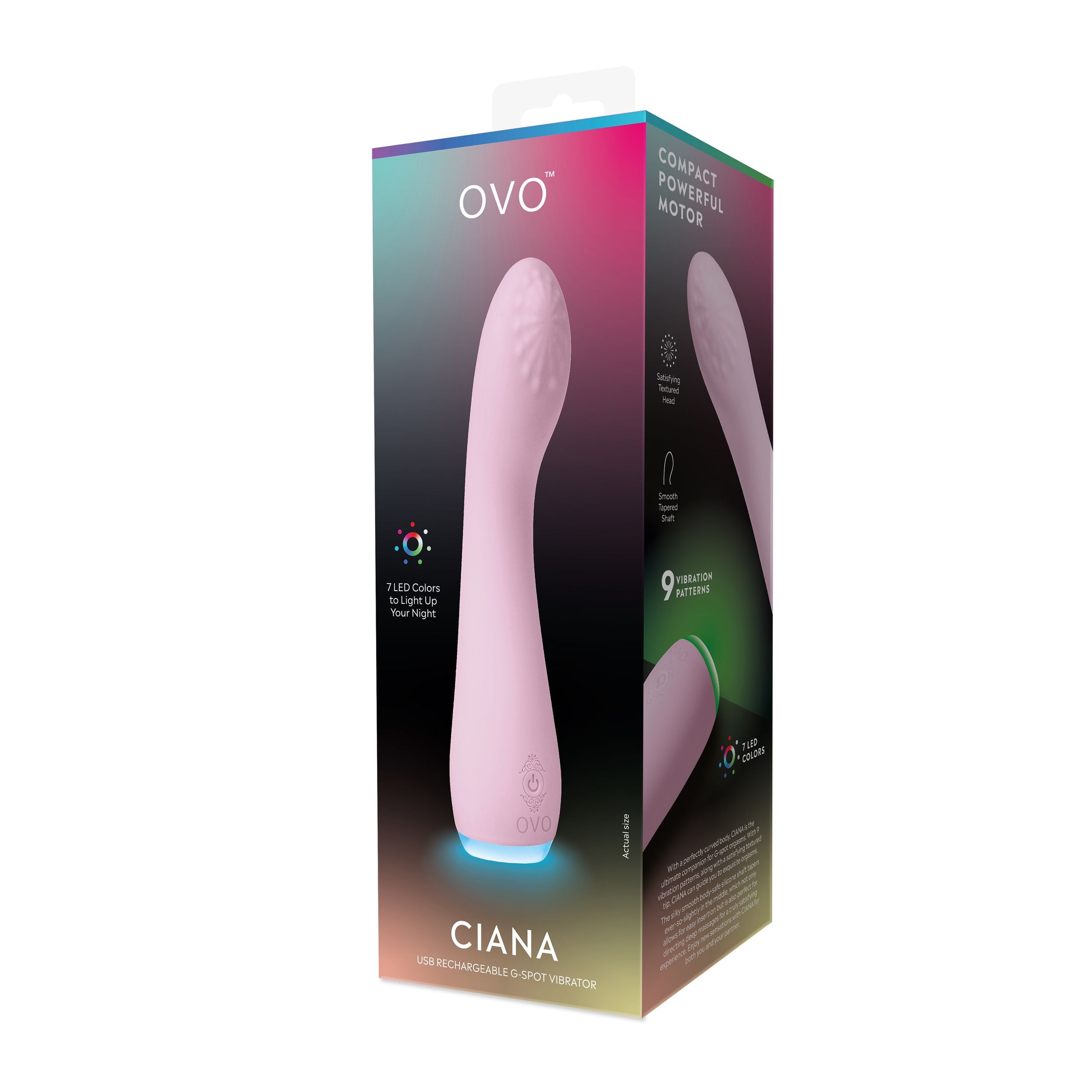 Ovo - Ciana G-Punkt-Vibrator - Silikon mit 9 Vibrationsmustern und 7 LED-Farben