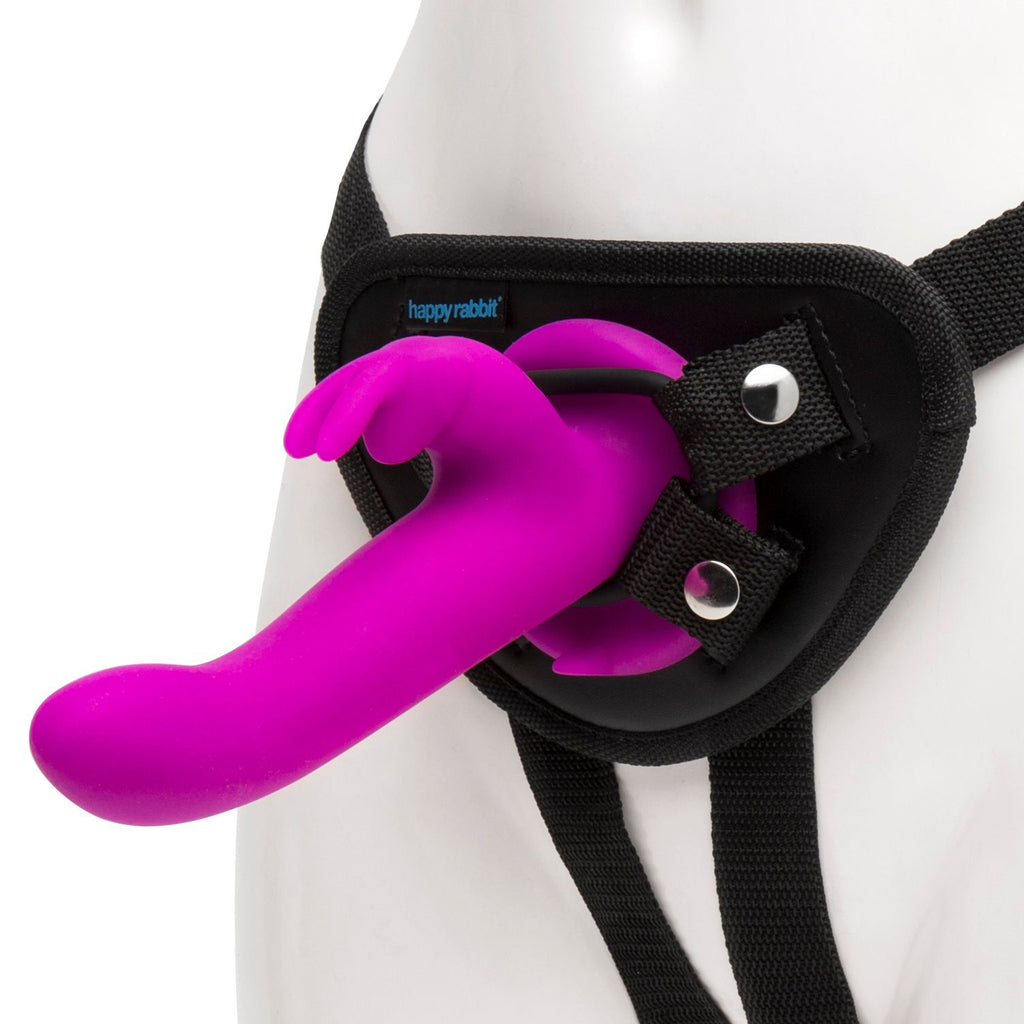 Happy Rabbit - Vibrierendes Strap-On Set - Magenta