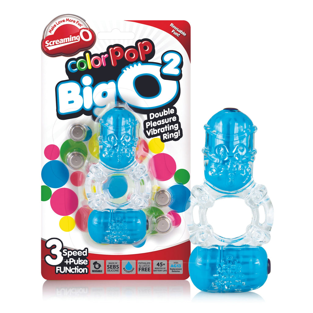 The Screaming O - Color Pop Big O2 Vibrations-Penisring - Blau