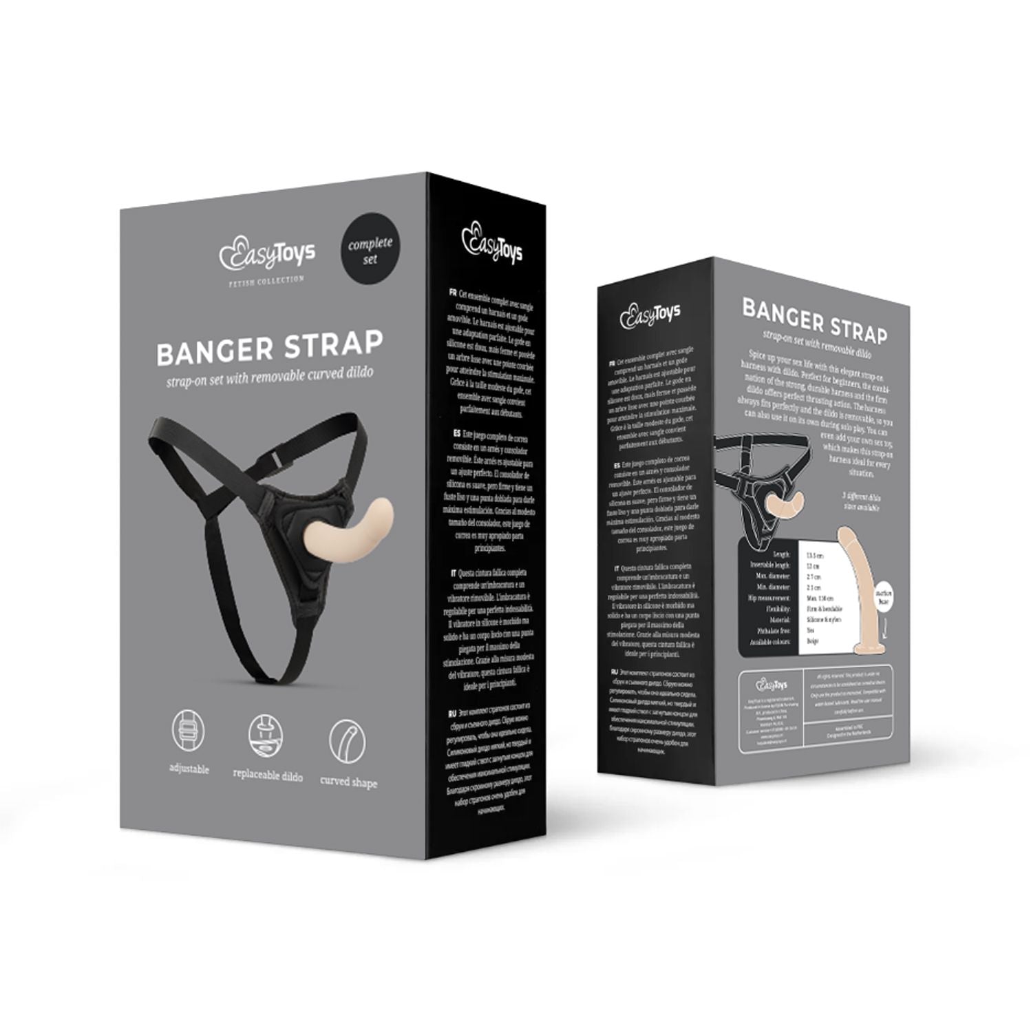 Easytoys Fetish - Strap-On-Dildo mit Gurtzeug - Gebogen