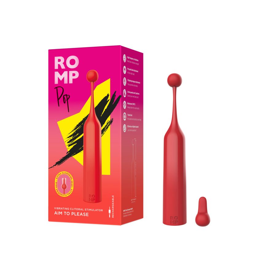 ROMP - Pop Klitoris-Stimulator mit 2 Aufsätzen - Rot
