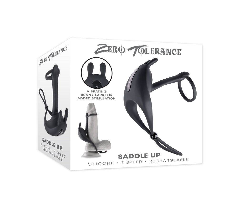 Evolved Novelties - Vibrierender Penisring mit Bunny-Ohren - Saddle Up Schwarz