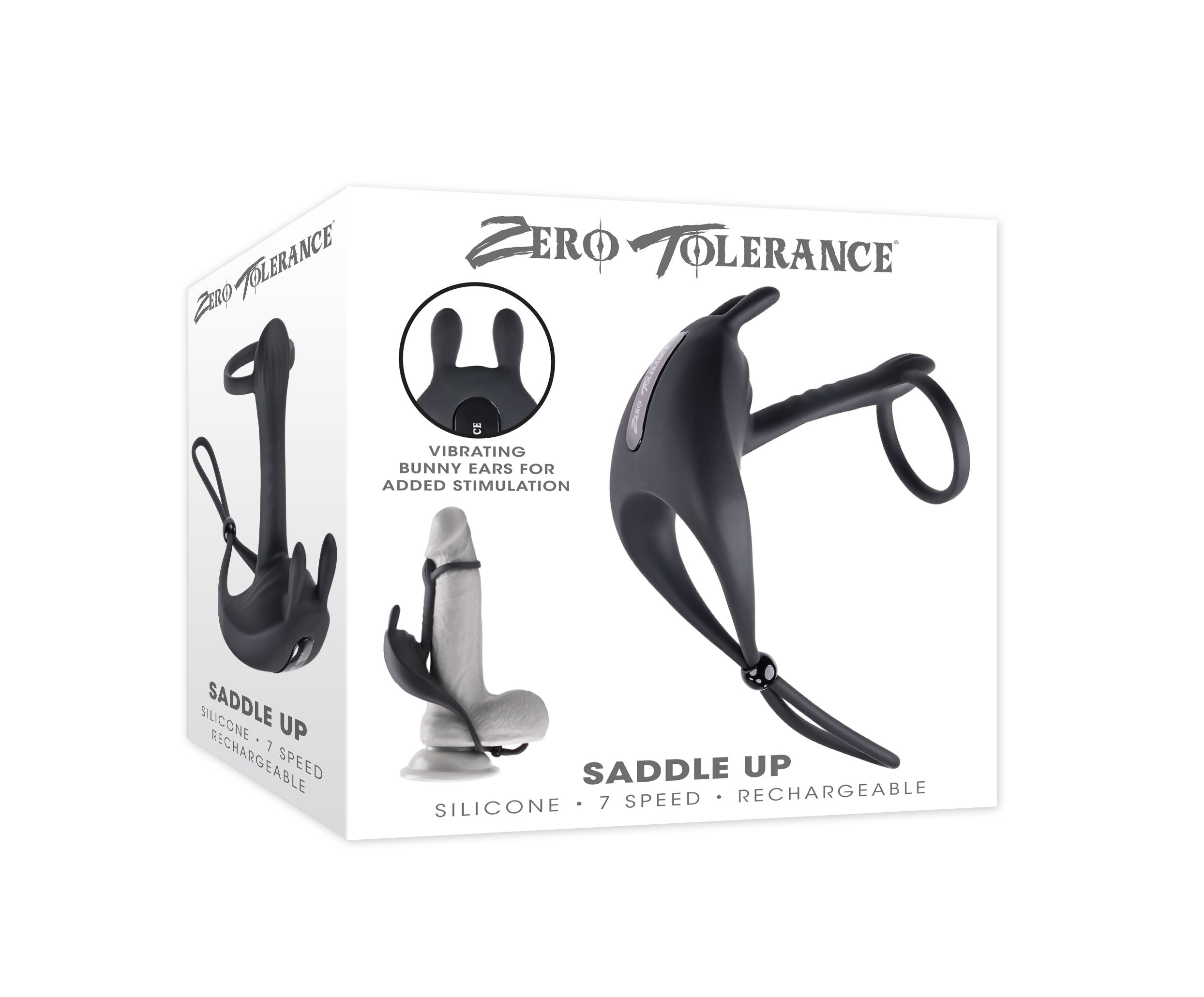 Evolved Novelties - Vibrierender Penisring mit Bunny-Ohren - Saddle Up Schwarz
