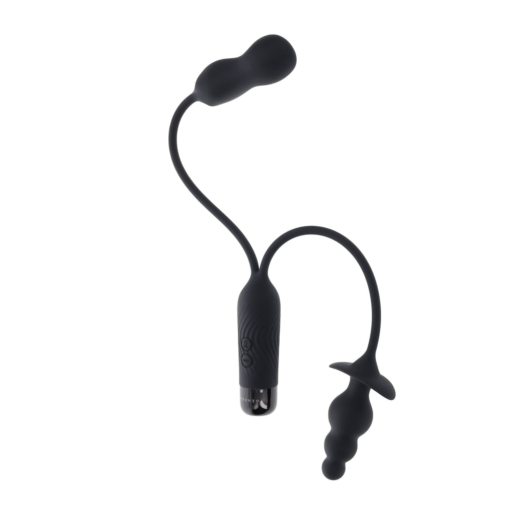 Evolved Novelties - Double My Pleasure Doppelvibrator mit Buttplug - Schwarz