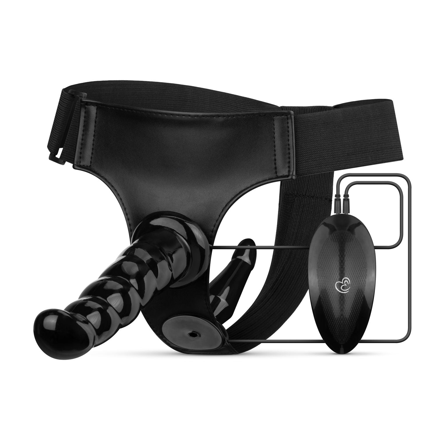 Easytoys Fetish - Vibrierendes Strap-On-Set mit Harness und 2 Dildos - Schwarz