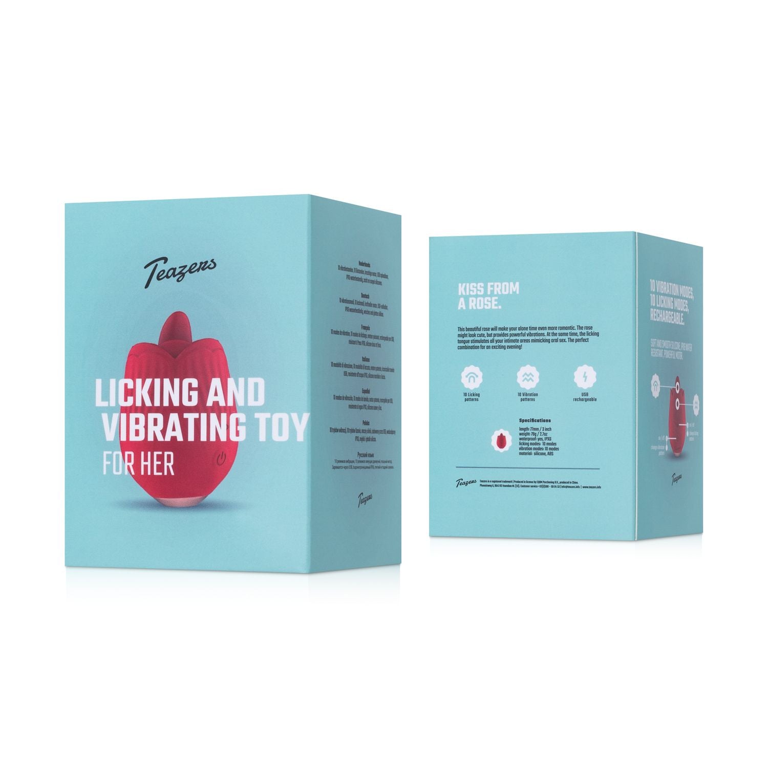 Teazers - Rosen Vibrator mit Leckezunge und Vibration - Klitoris Stimulation