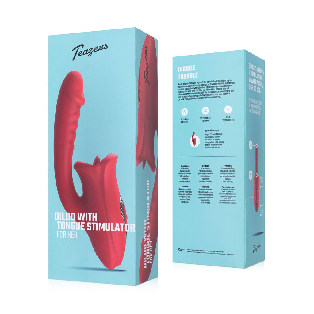 Teazers - Dildo mit Klitoris-Stimulator - 10 Vibrationsmuster und Lecksimulation
