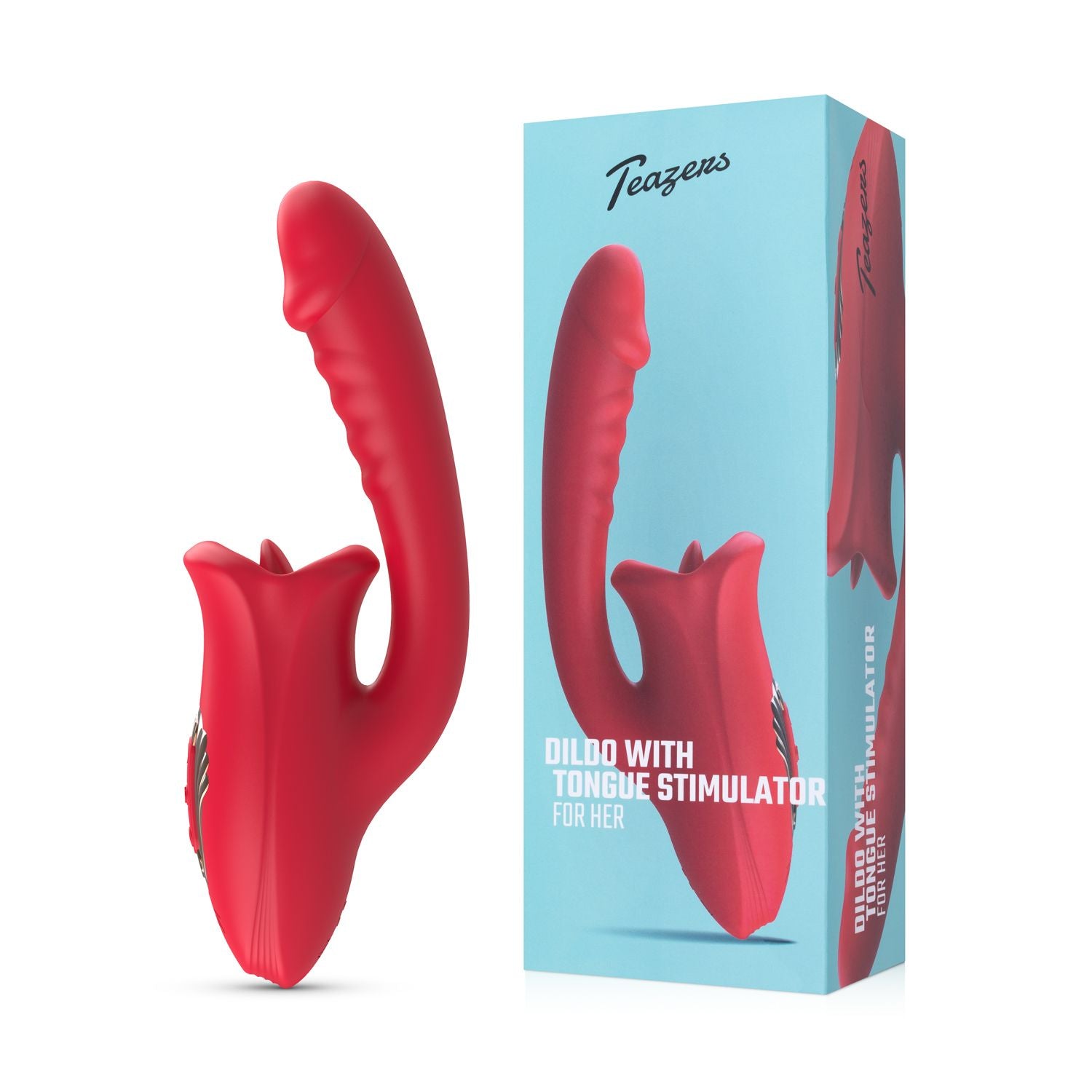 Teazers - Dildo mit Klitoris-Stimulator - 10 Vibrationsmuster und Lecksimulation