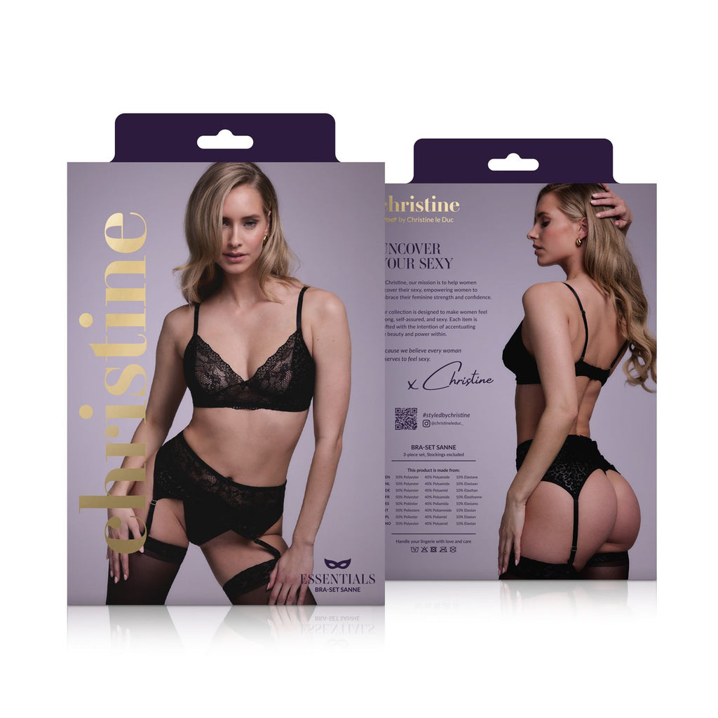 3-teiliges Dessous-Set Sanne - schwarz