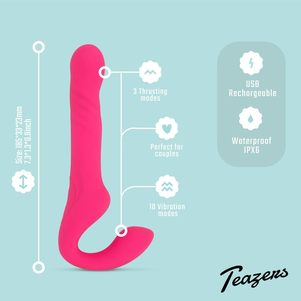 Teazers - Strapless Strap-on Vibrator - Rosa mit 10 Vibrationsstufen