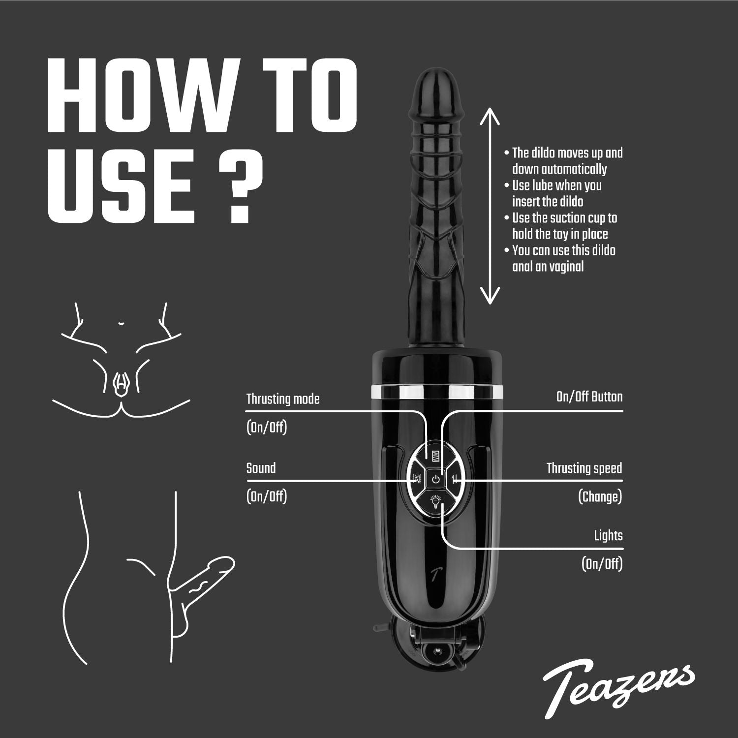 Teazers Stoßender und Vibrationsdildo