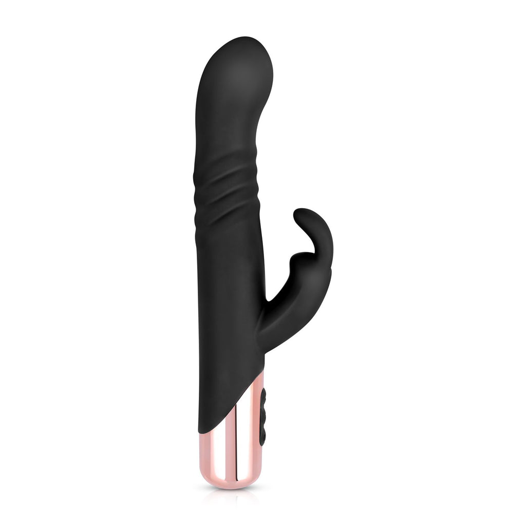 Rosy Gold - Rabbit Vibrator mit Stoßfunktion - Schwarzes Silikon
