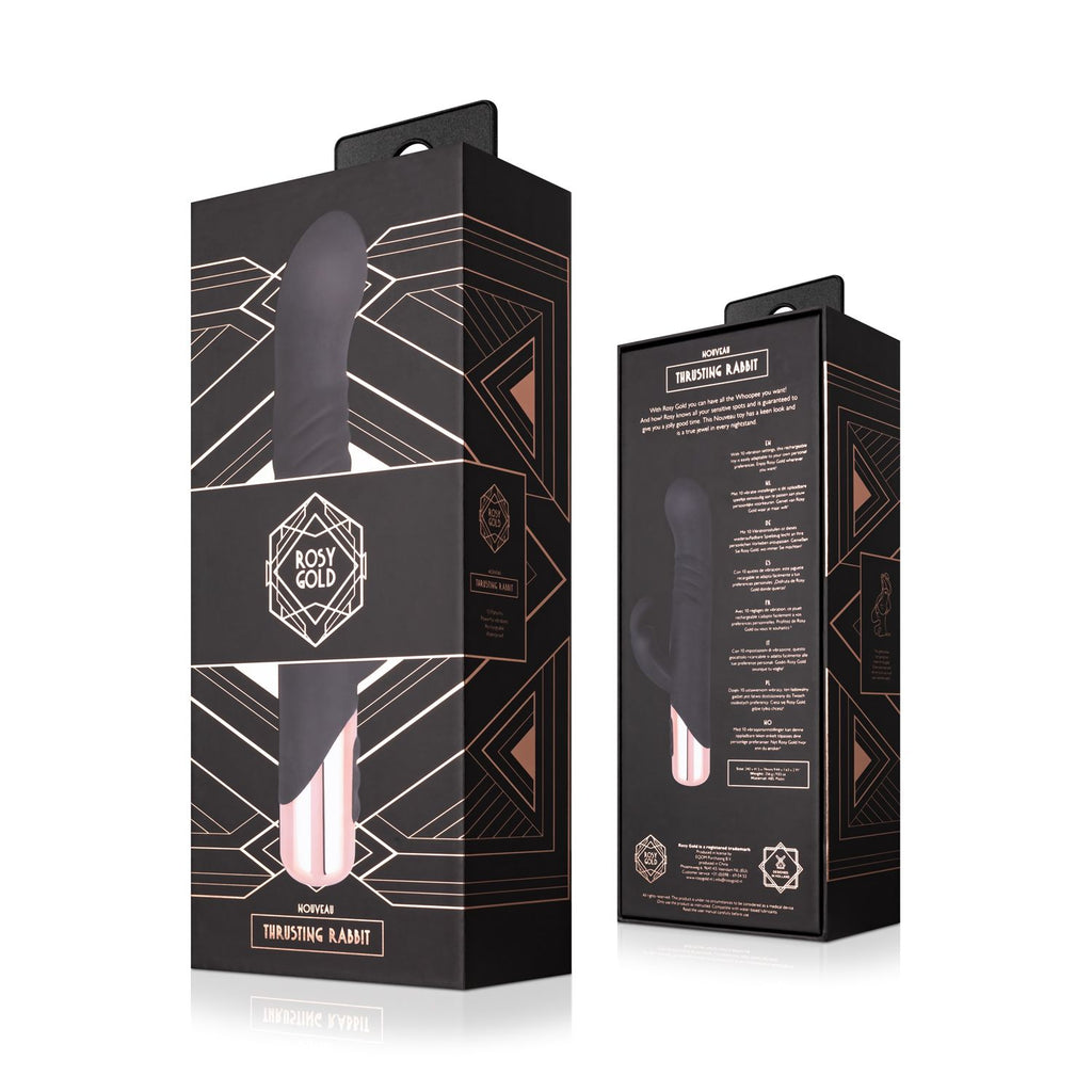 Rosy Gold - Rabbit Vibrator mit Stoßfunktion - Schwarzes Silikon