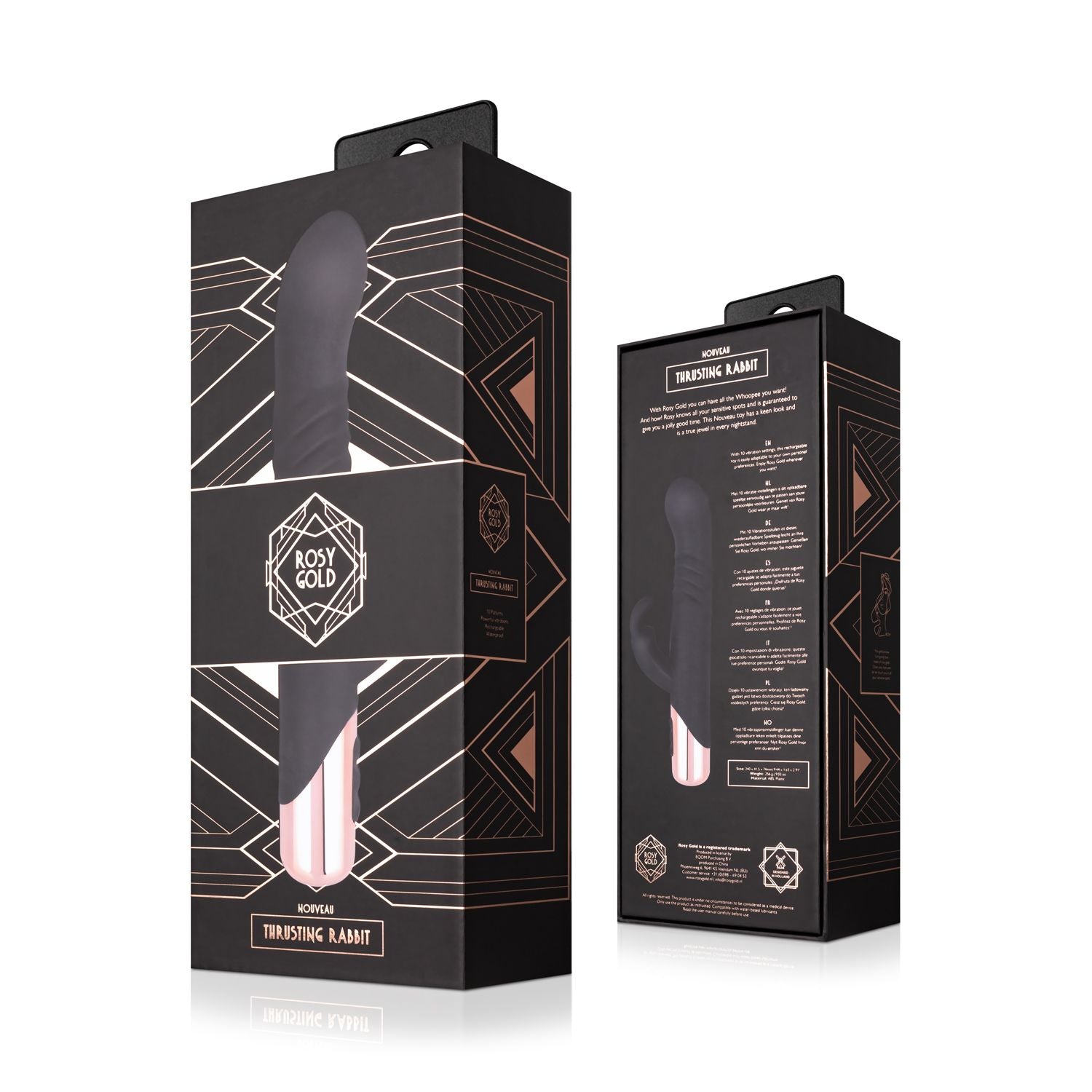 Rosy Gold - Rabbit Vibrator mit Stoßfunktion - Schwarzes Silikon