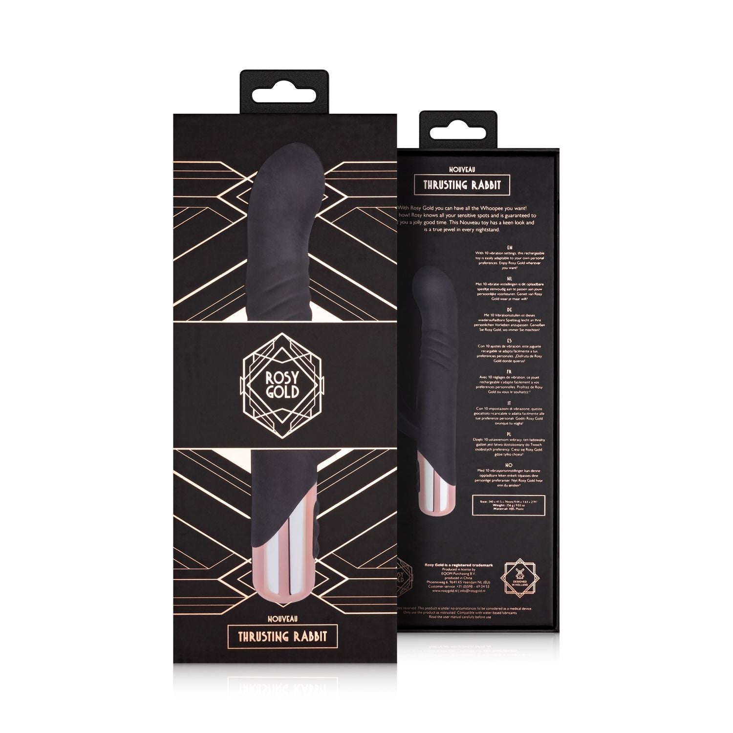 Rosy Gold - Rabbit Vibrator mit Stoßfunktion - Schwarzes Silikon