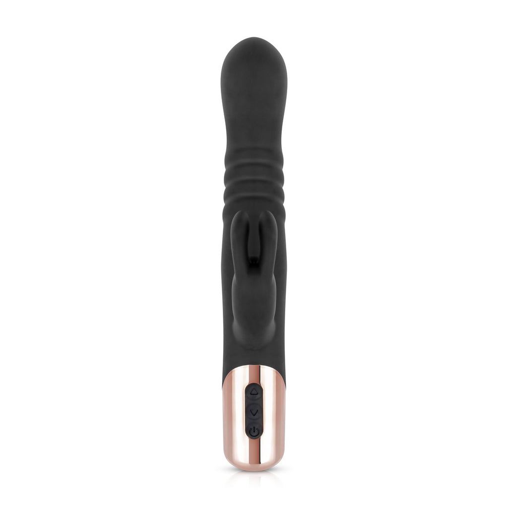 Rosy Gold - Rabbit Vibrator mit Stoßfunktion - Schwarzes Silikon
