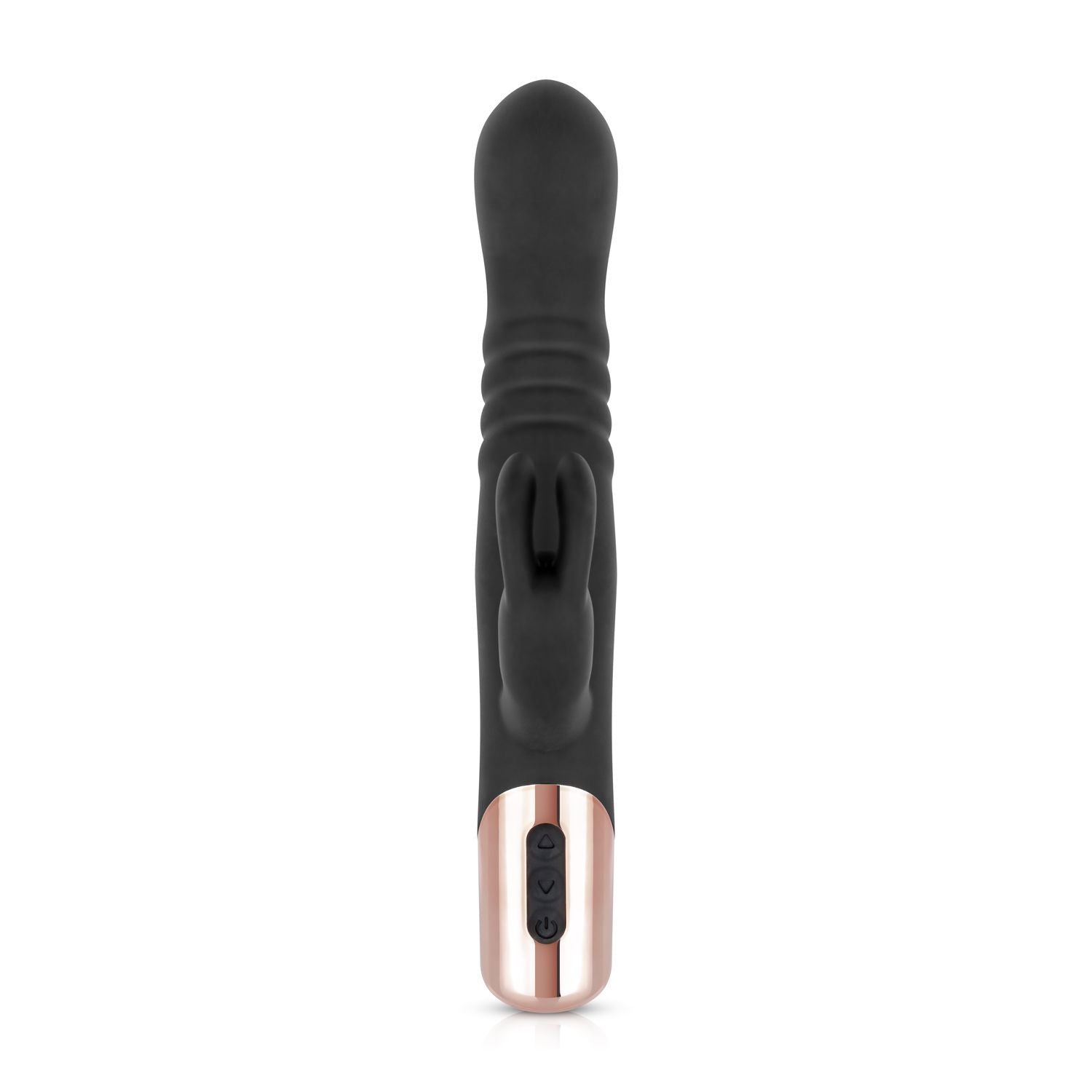 Rosy Gold - Rabbit Vibrator mit Stoßfunktion - Schwarzes Silikon
