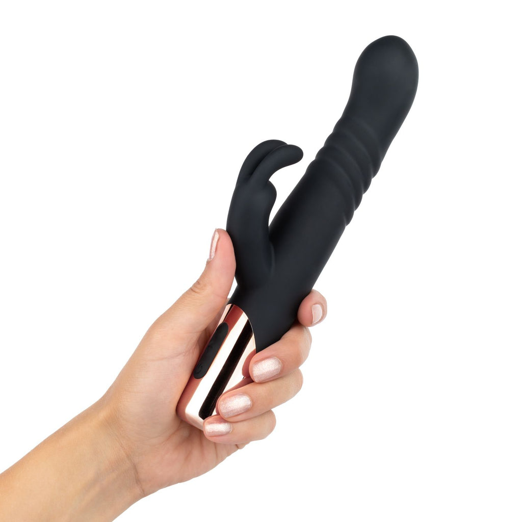 Rosy Gold - Rabbit Vibrator mit Stoßfunktion - Schwarzes Silikon