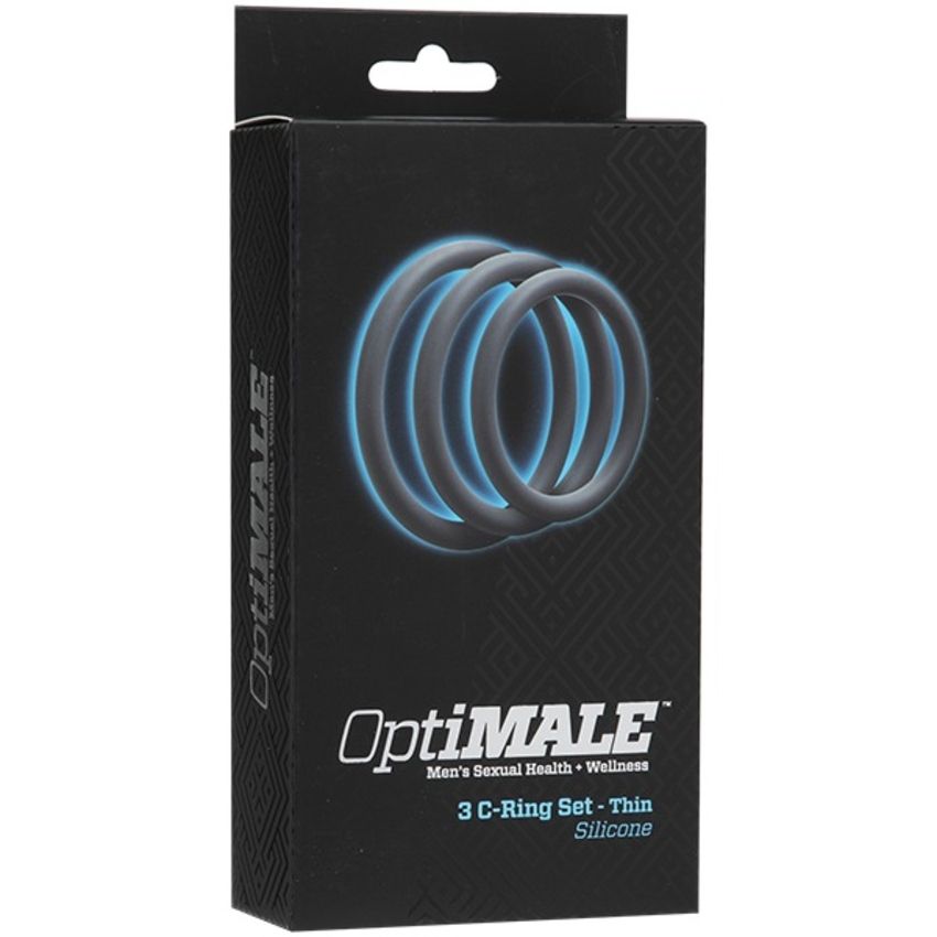 Doc Johnson - OptiMALE 3 Dünne Cockring-Set - Schwarz