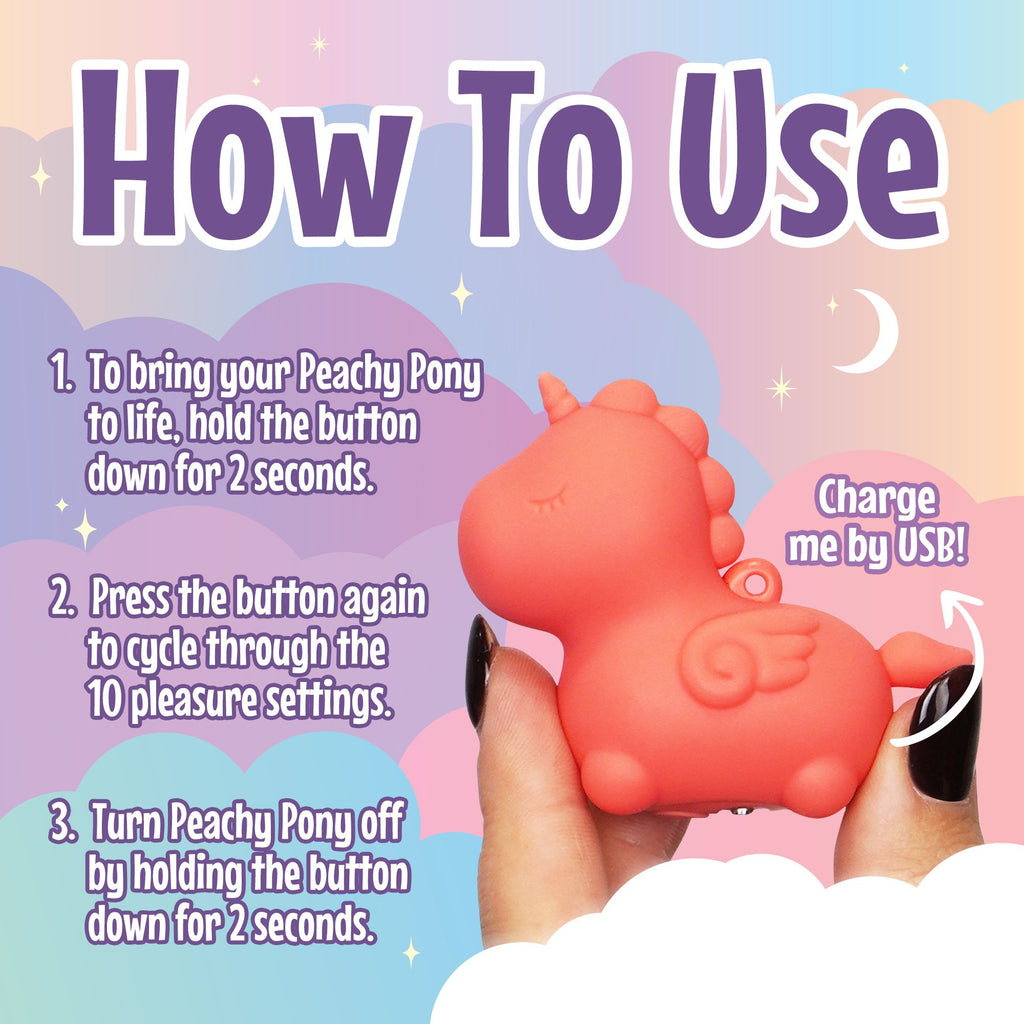 Unihorn - Mini Peachy Pony Vibrator - Einhorn Vibrator mit 10 Geschwindigkeitsstufen