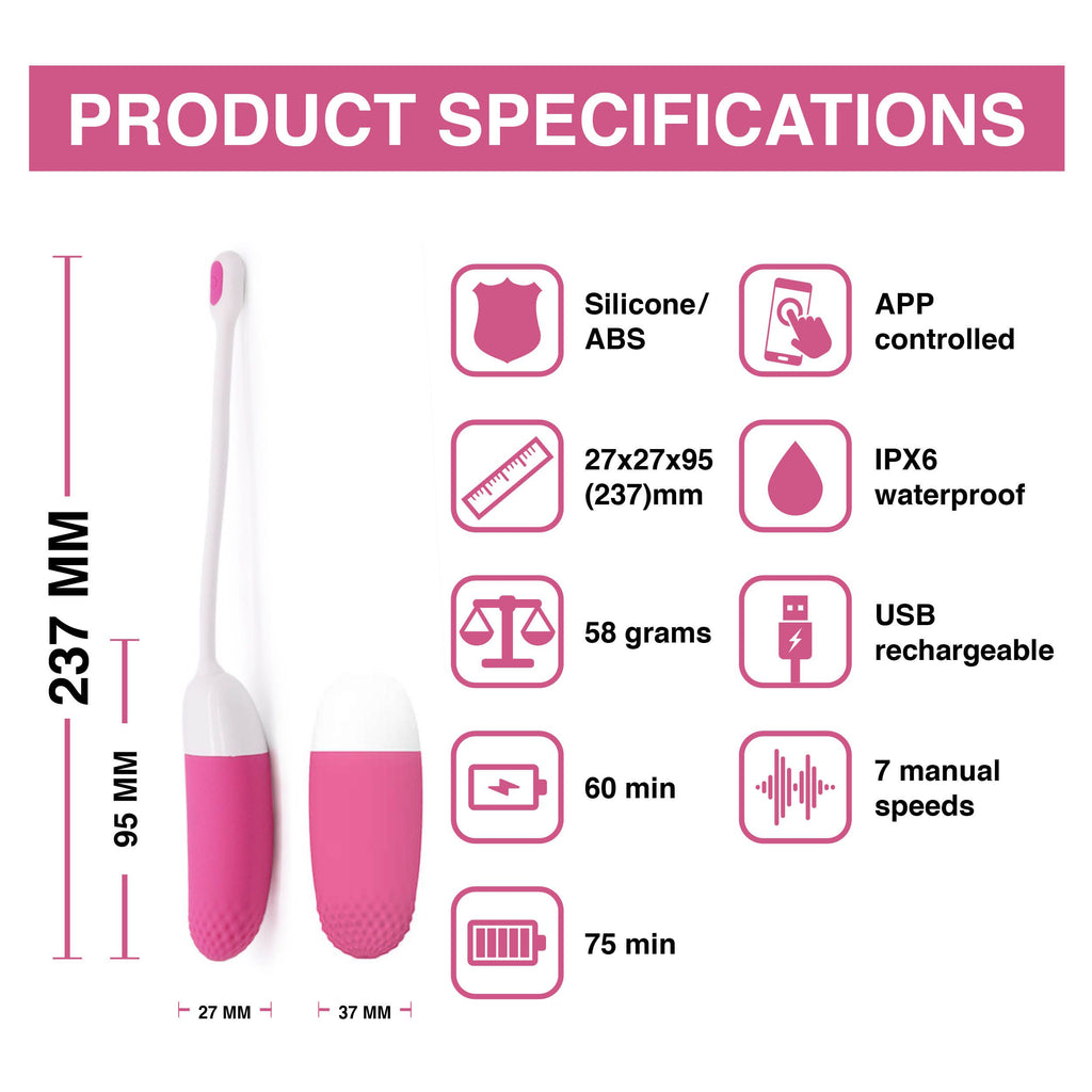 Magic Motion - Vini per App gesteuertes Vibro-Ei - Rosa/Weiß