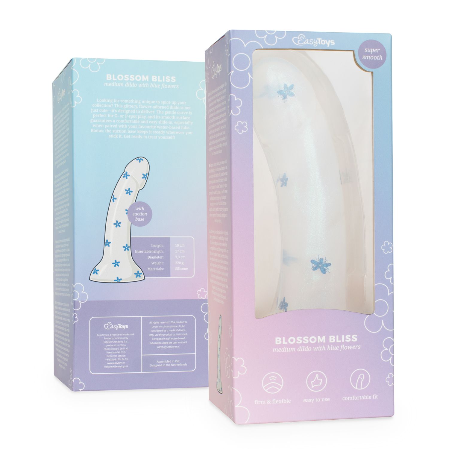 Dildo Collection Blossom Bliss Dildo – Blaues Glitzerdesign 19 cm