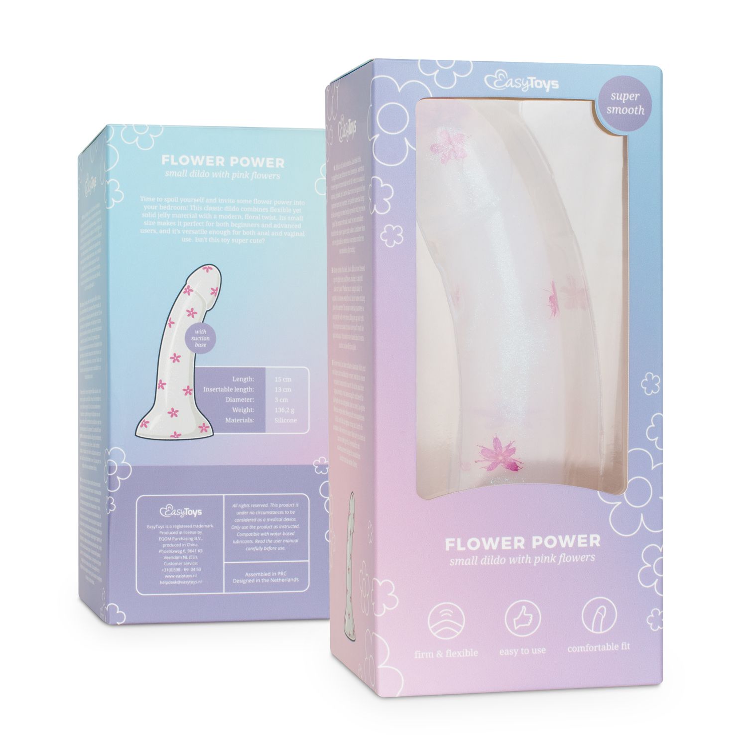 Dildo Collection Flower Power Dildo – Rosa Glitzerdesign 15 cm