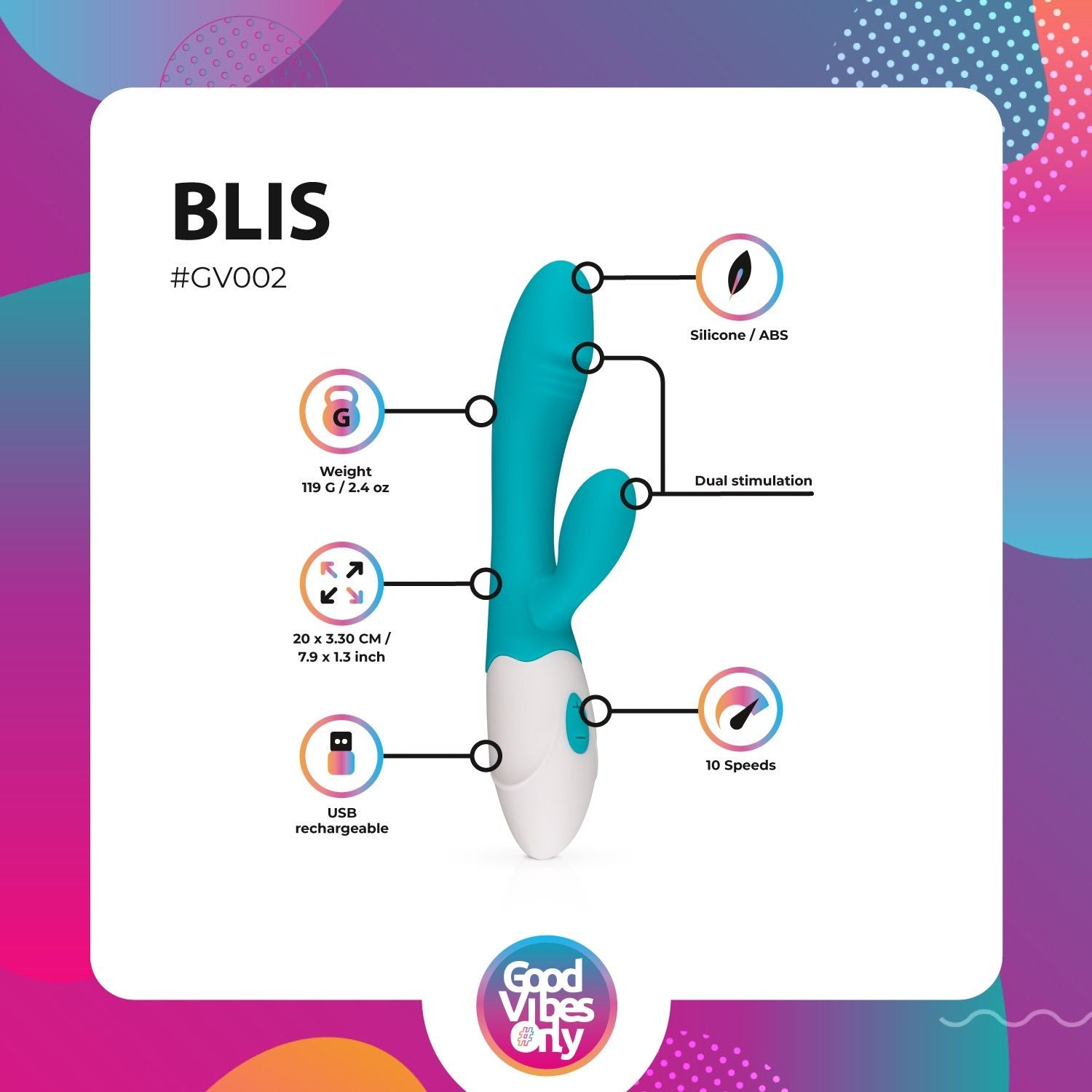 Blis - Rabbit Vibrator - 10 Vibrationsstufen mit G-Punkt- und Klitorisstimulation