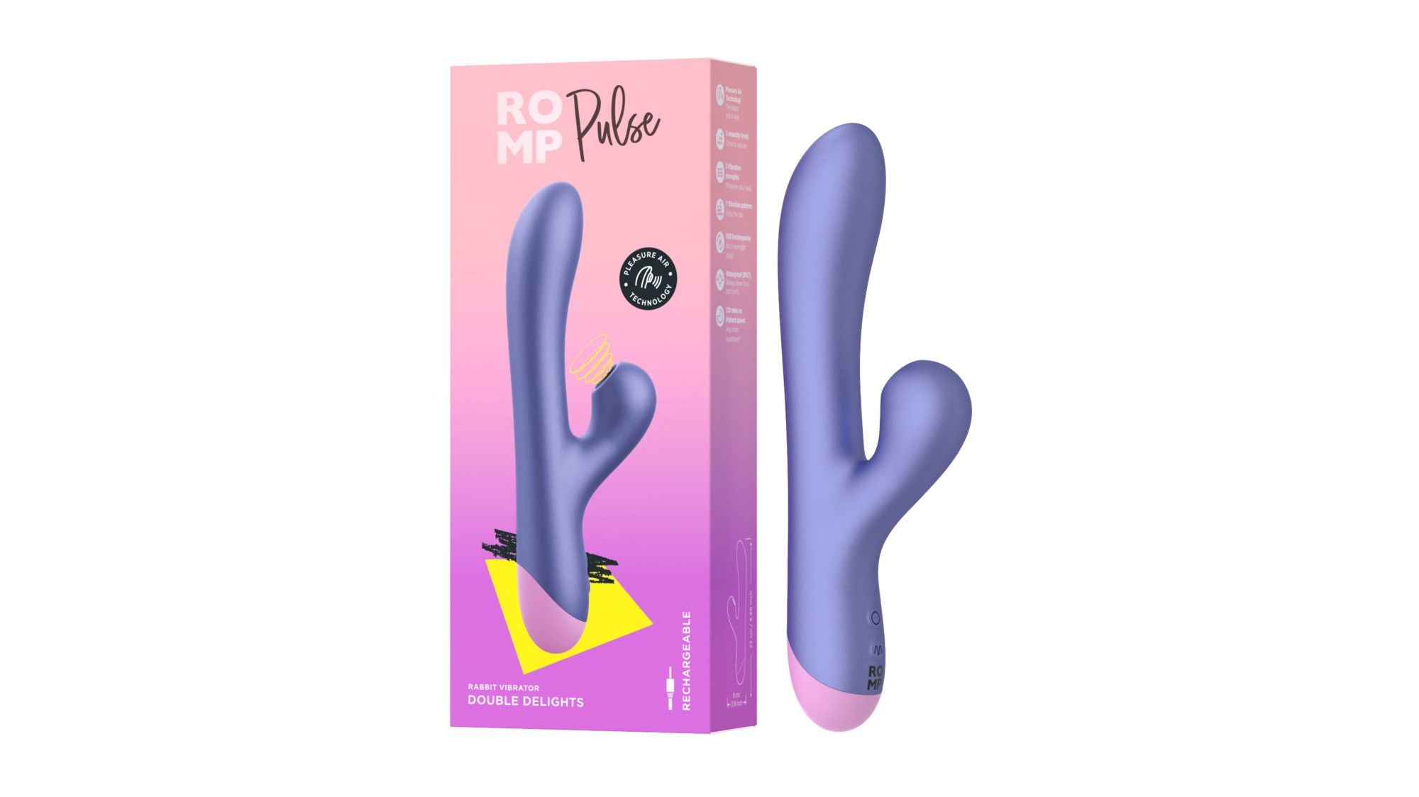 ROMP - Pulse Rabbit Vibrator mit Pleasure Air Technology - Klitoris und G-Punkt Stimulation