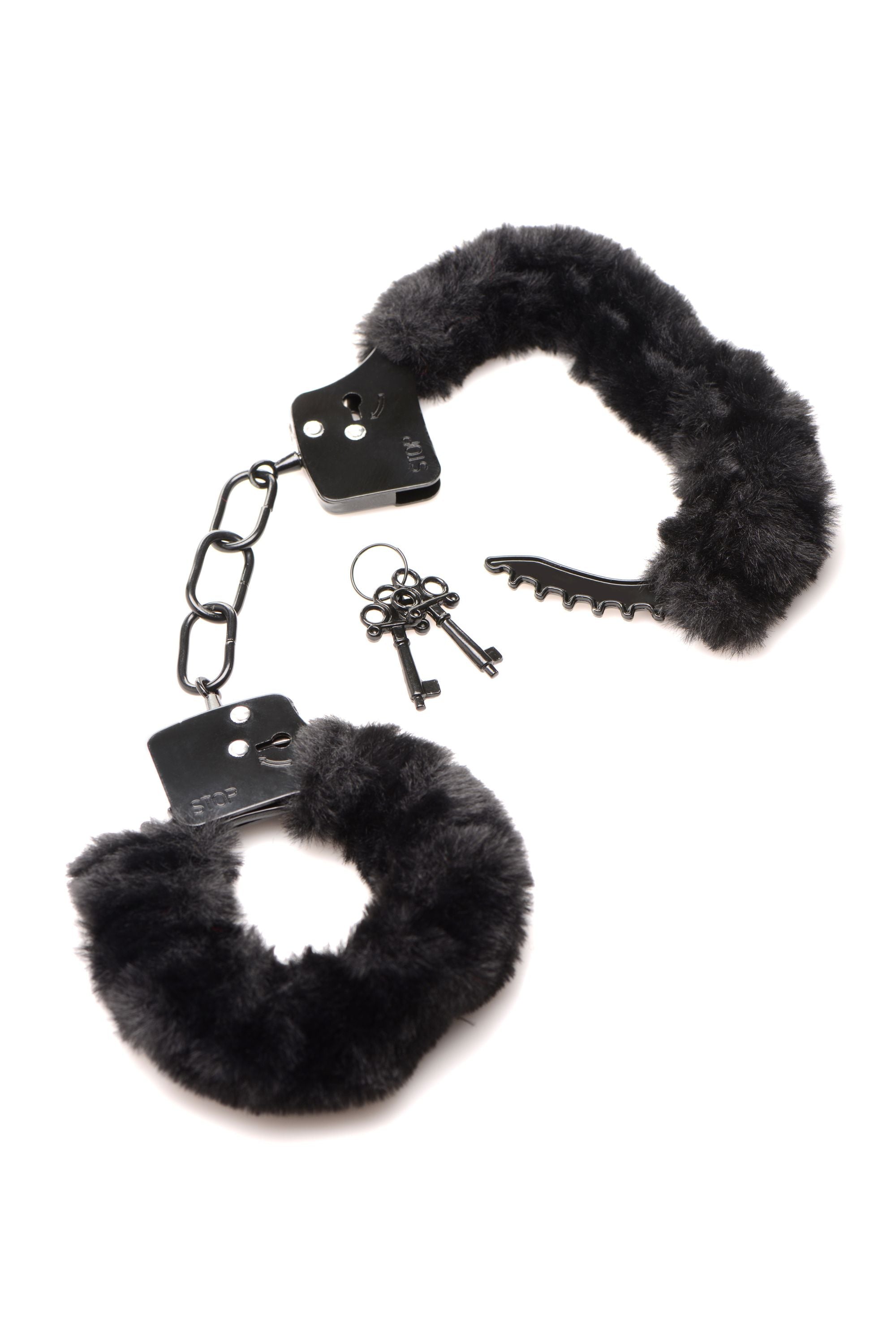 XR Brands - Cuffed In Fur Handschellen - Schwarz