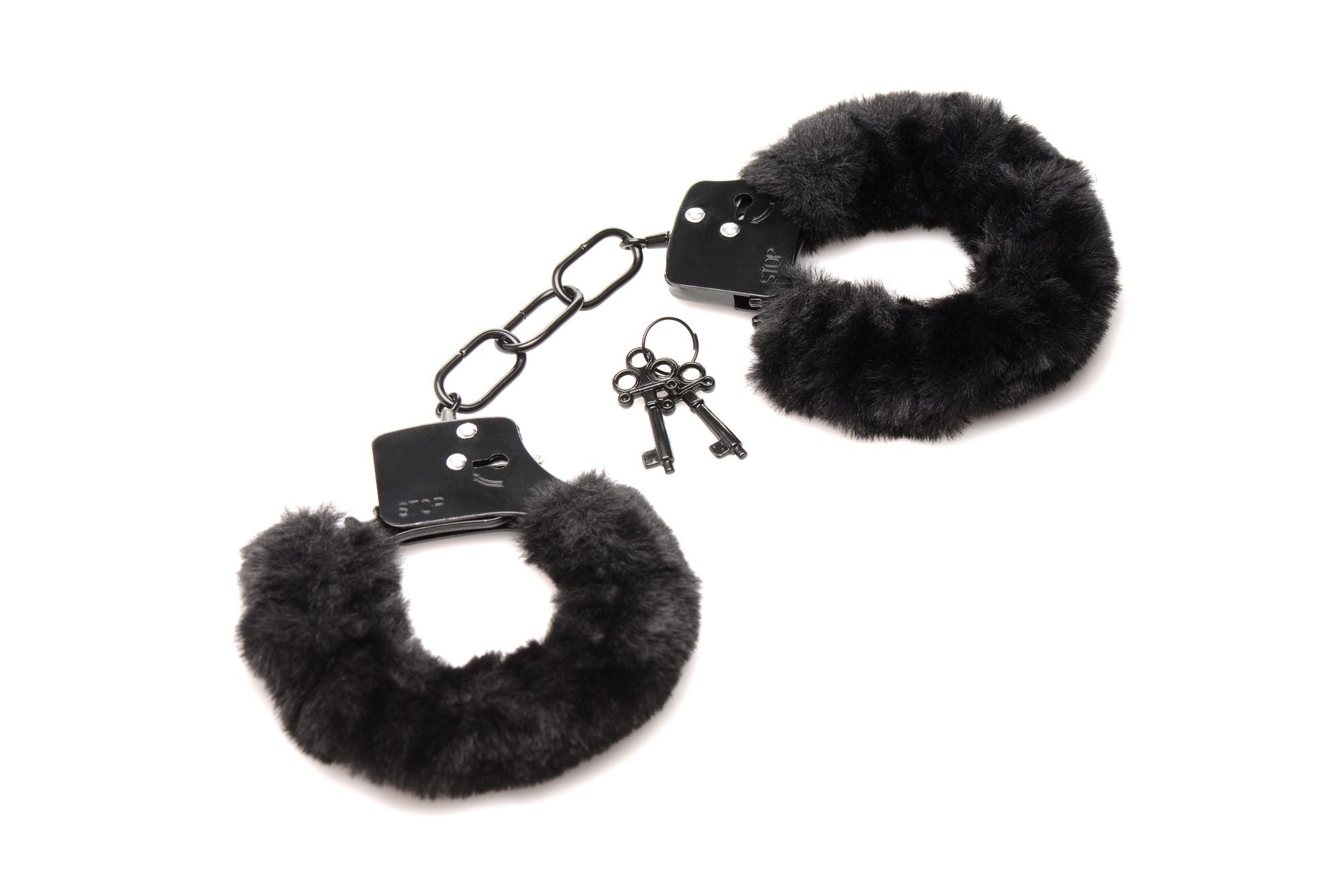 XR Brands - Cuffed In Fur Handschellen - Schwarz