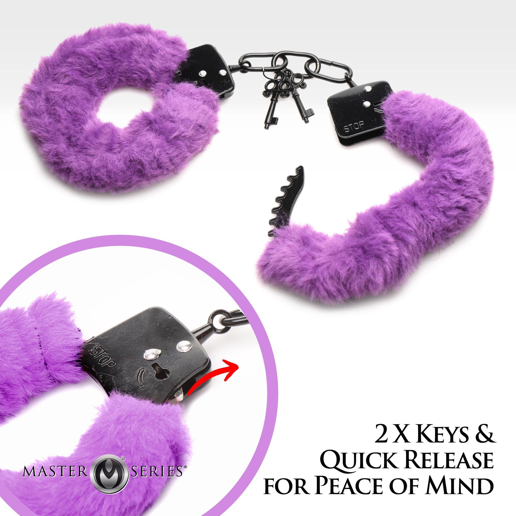 XR Brands - Cuffed In Fur Handschellen - Schwarz