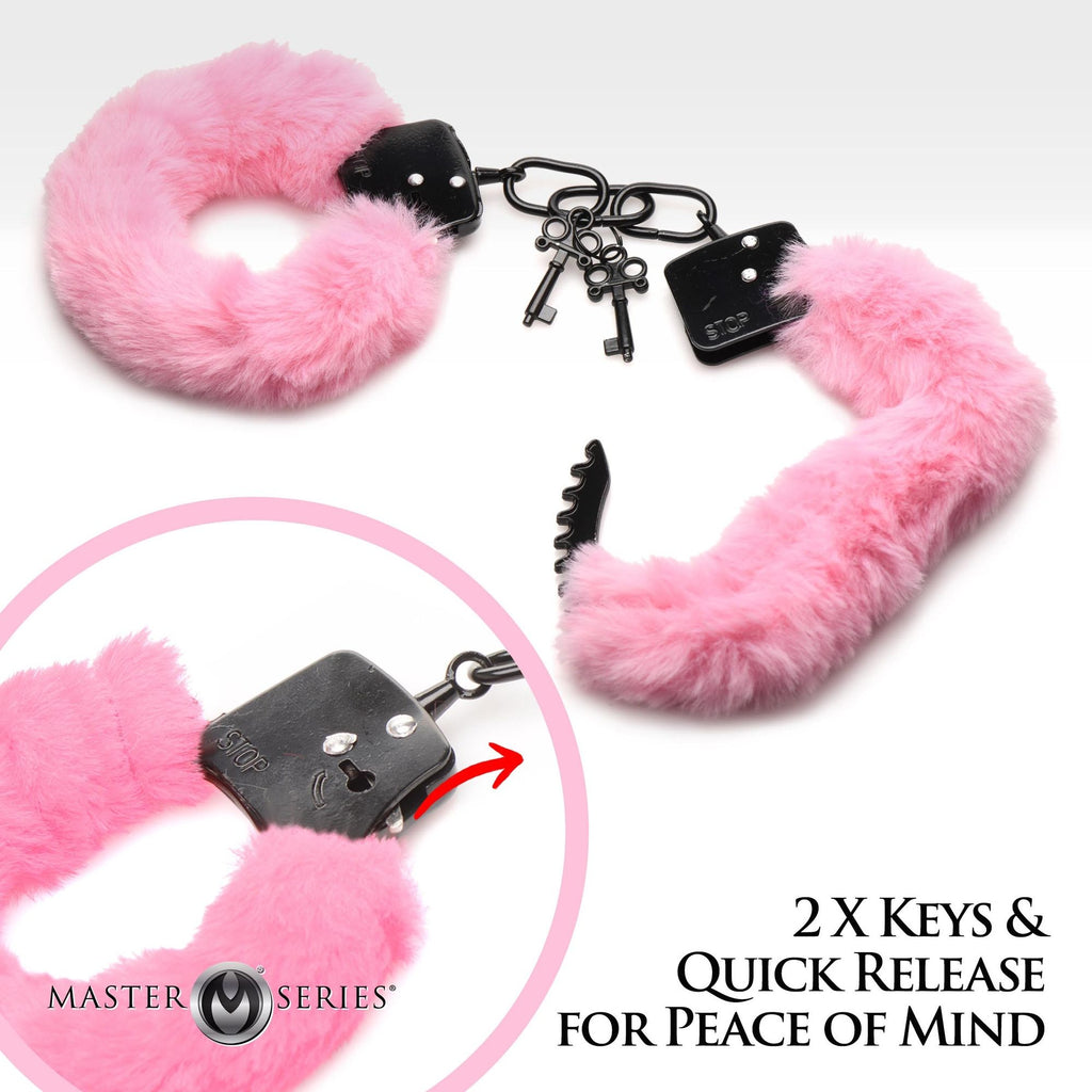 XR Brands - Cuffed In Fur Handschellen - Schwarz
