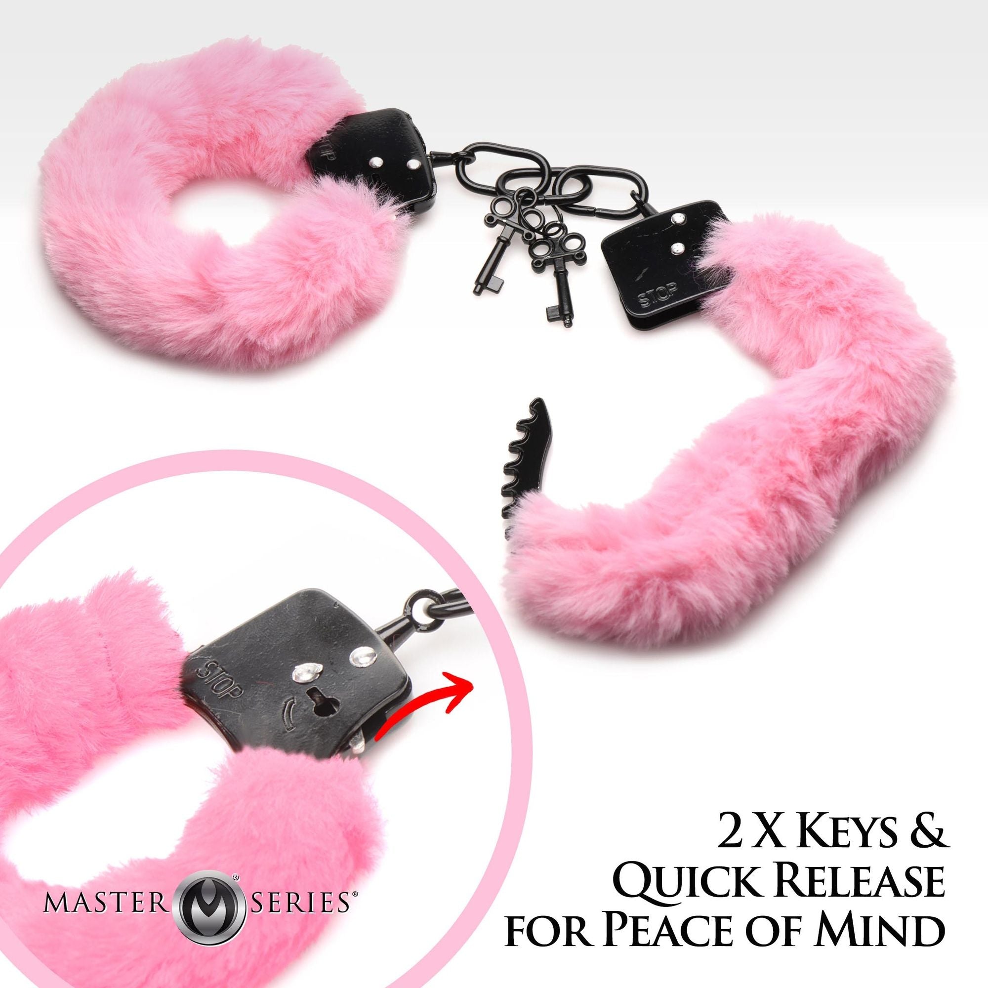 XR Brands - Cuffed In Fur Handschellen - Schwarz
