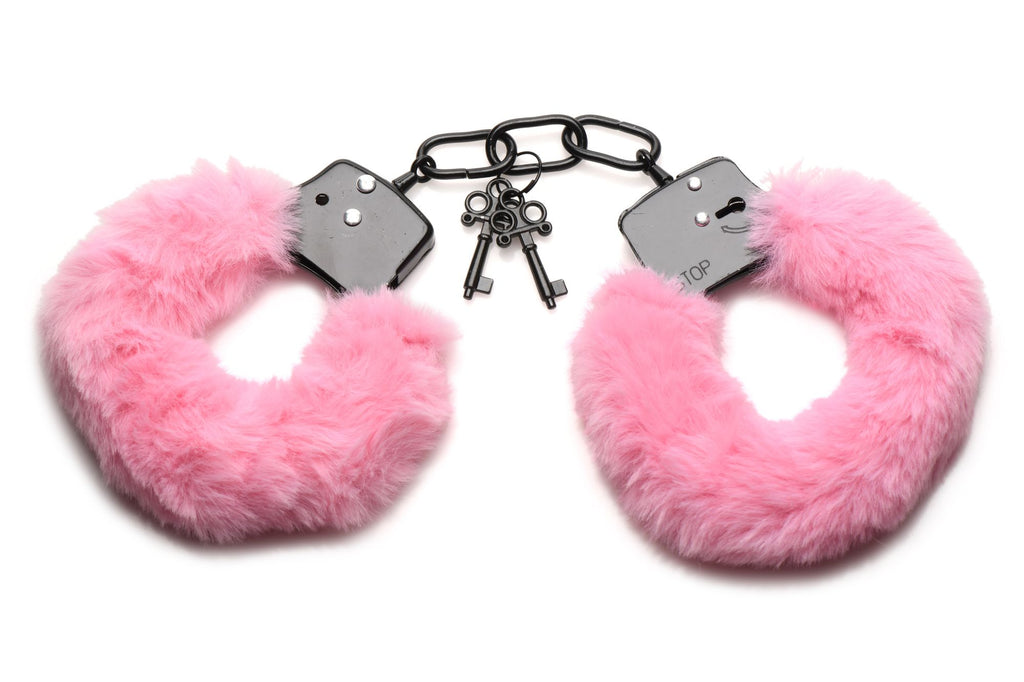 XR Brands - Cuffed In Fur Handschellen - Schwarz