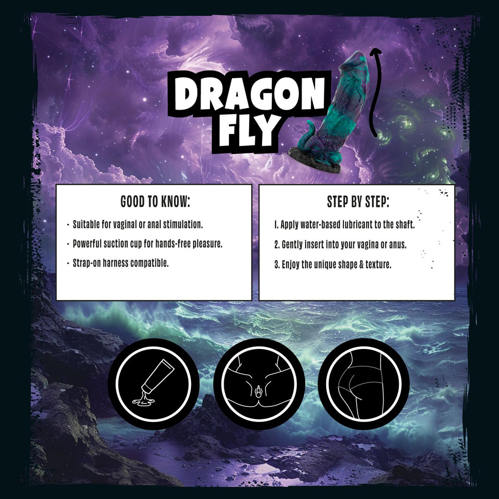 Mythical Mates - Dragonfly Dildo Lila & Grün - 22.6 cm