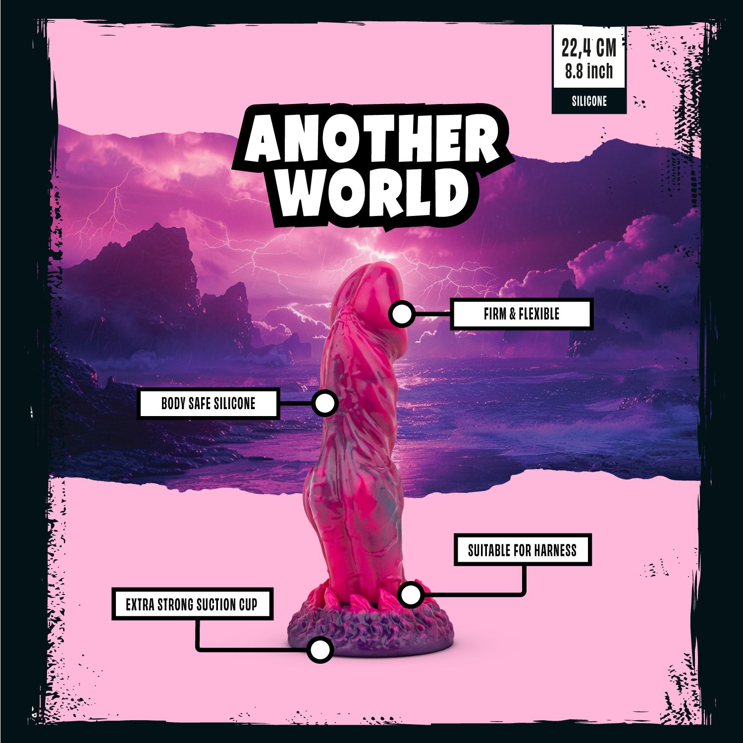 Mythical Mates - Another World Dildo Pink & Lila - 22.4 cm