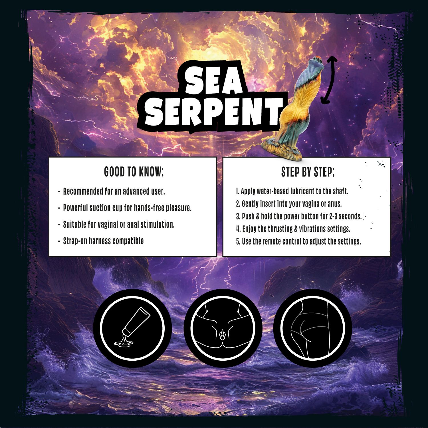 Mythical Mates - Sea Serpent Dildo mit Stoßfunktion - 26 cm