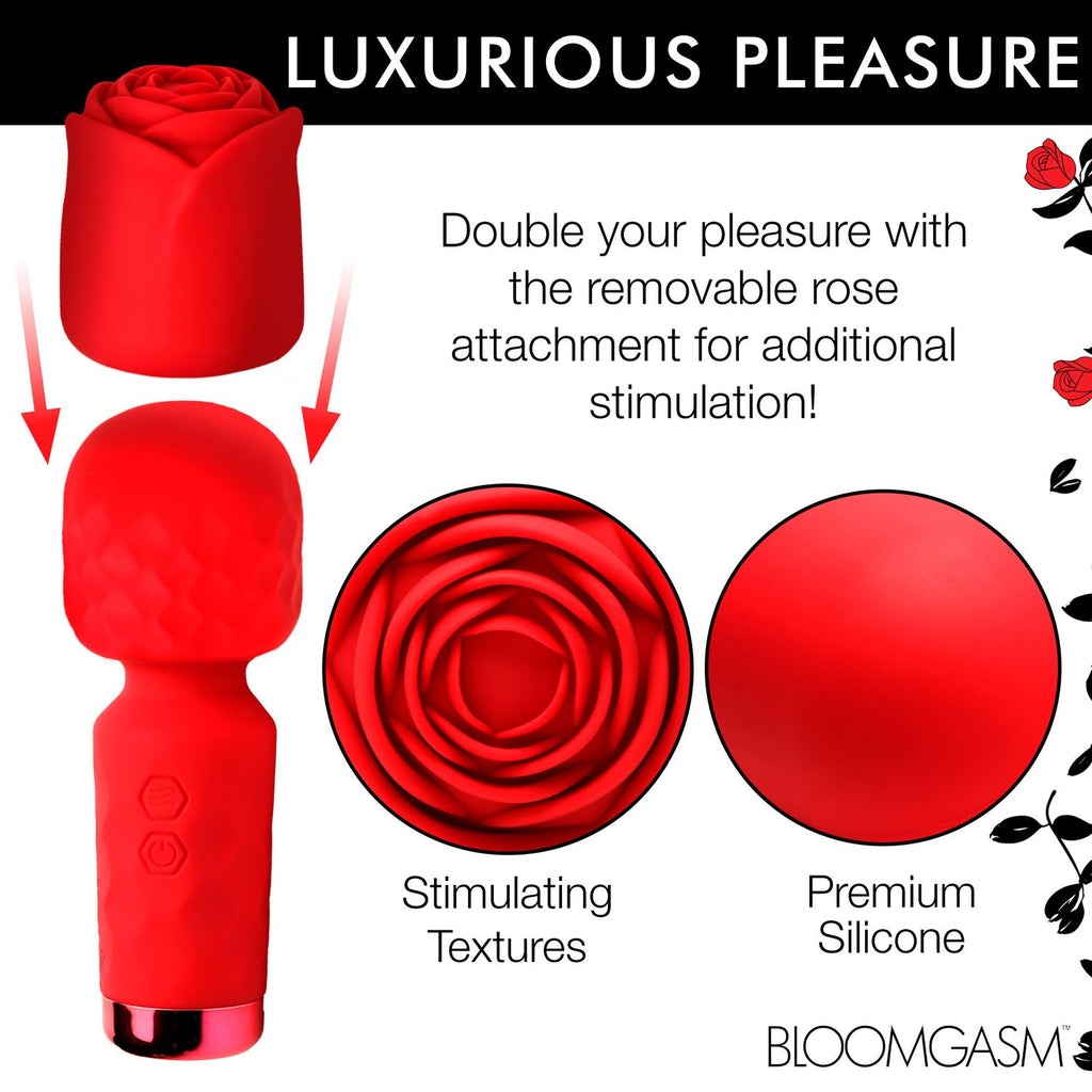 Bloomgasm - Pleasure Rose Mini Wand Vibrator - Rot