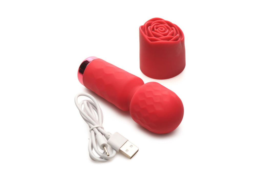 Bloomgasm - Pleasure Rose Mini Wand Vibrator - Rot