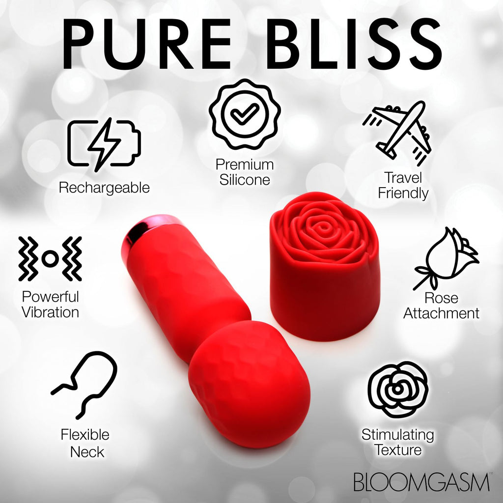 Bloomgasm - Pleasure Rose Mini Wand Vibrator - Rot