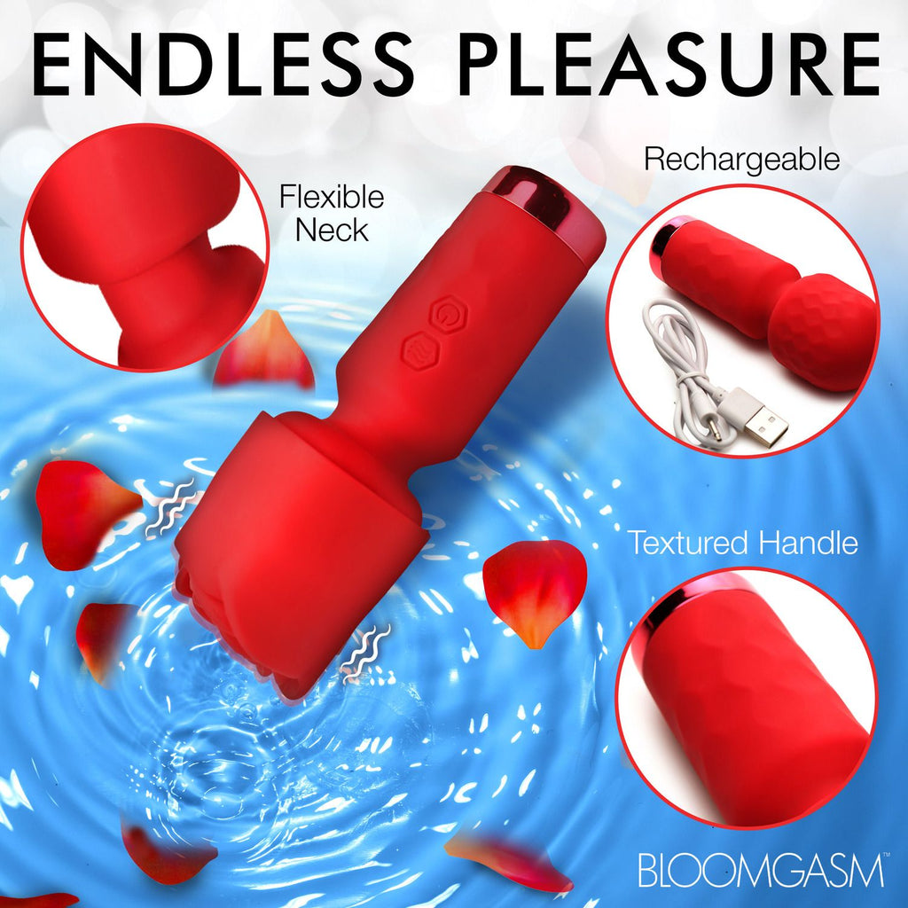 Bloomgasm - Pleasure Rose Mini Wand Vibrator - Rot
