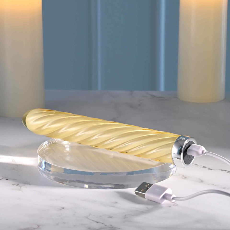 Playboy - Twist of Fate Glas-Vibrator - Spiraldesign mit 10 Stufen