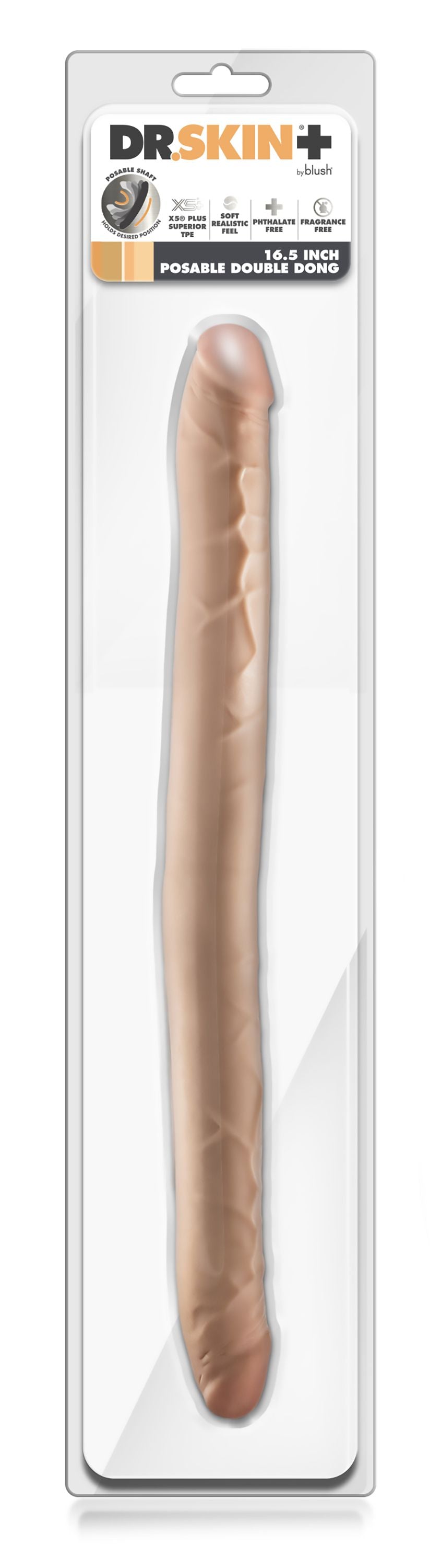 Dr. Skin – Plus 35,5 cm Flexibler Doppeldildo – Beige