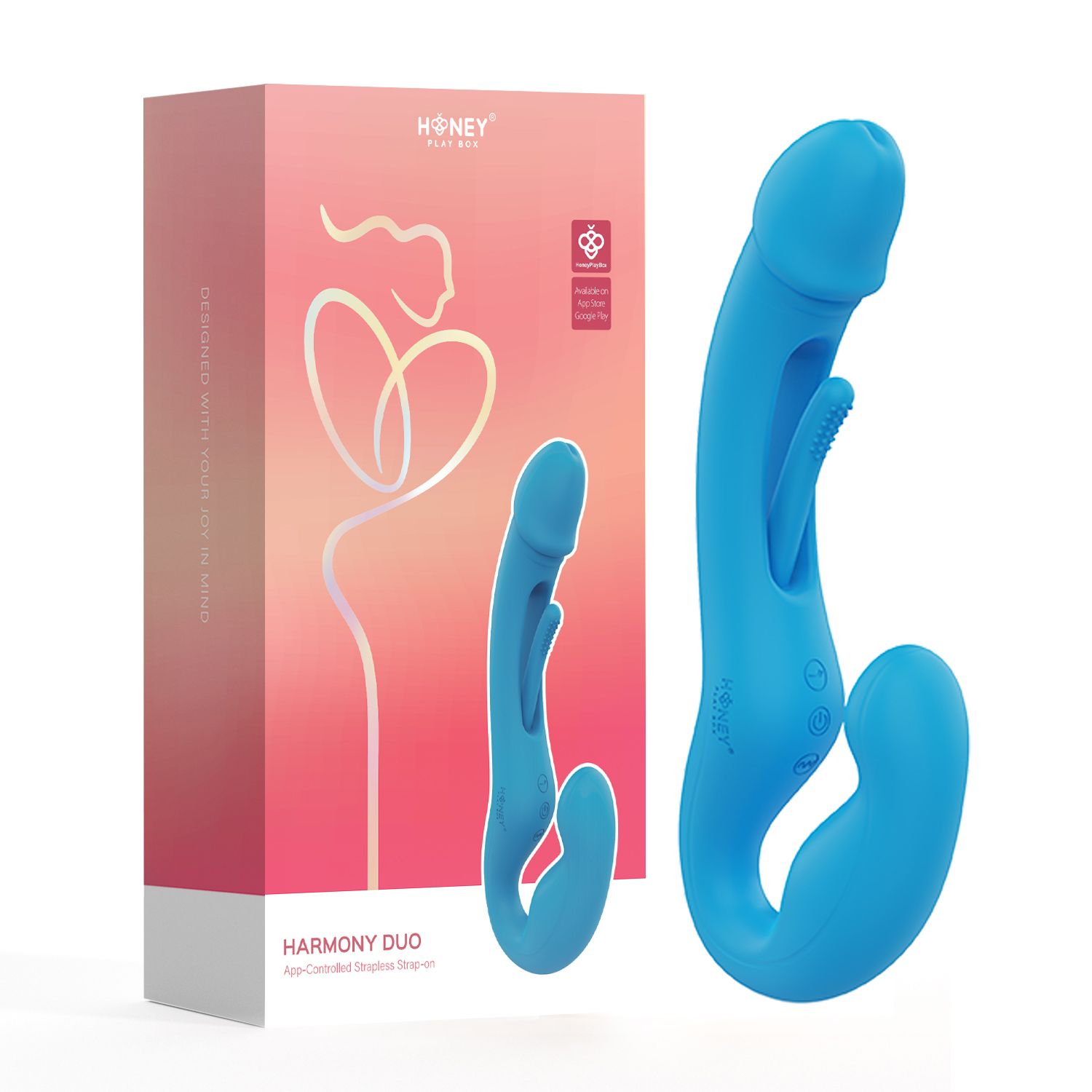 HoneyPlayBox - Harmony Duo Strapless Strap-on mit App - Blau