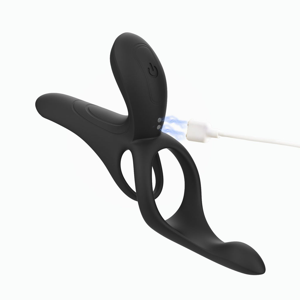 HoneyPlayBox - Vibrations-Cockring mit App-Steuerung - 4-in-1 Pärchenvibrator Schwarz