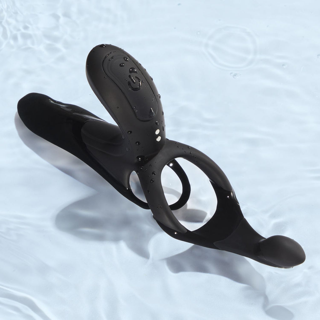 HoneyPlayBox - Vibrations-Cockring mit App-Steuerung - 4-in-1 Pärchenvibrator Schwarz